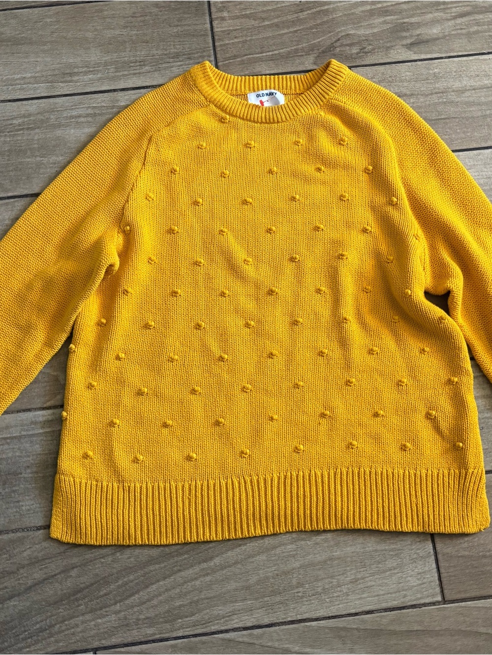 Old Navy Women's Bright Yellow Dot-Textured Crewneck Sweater
